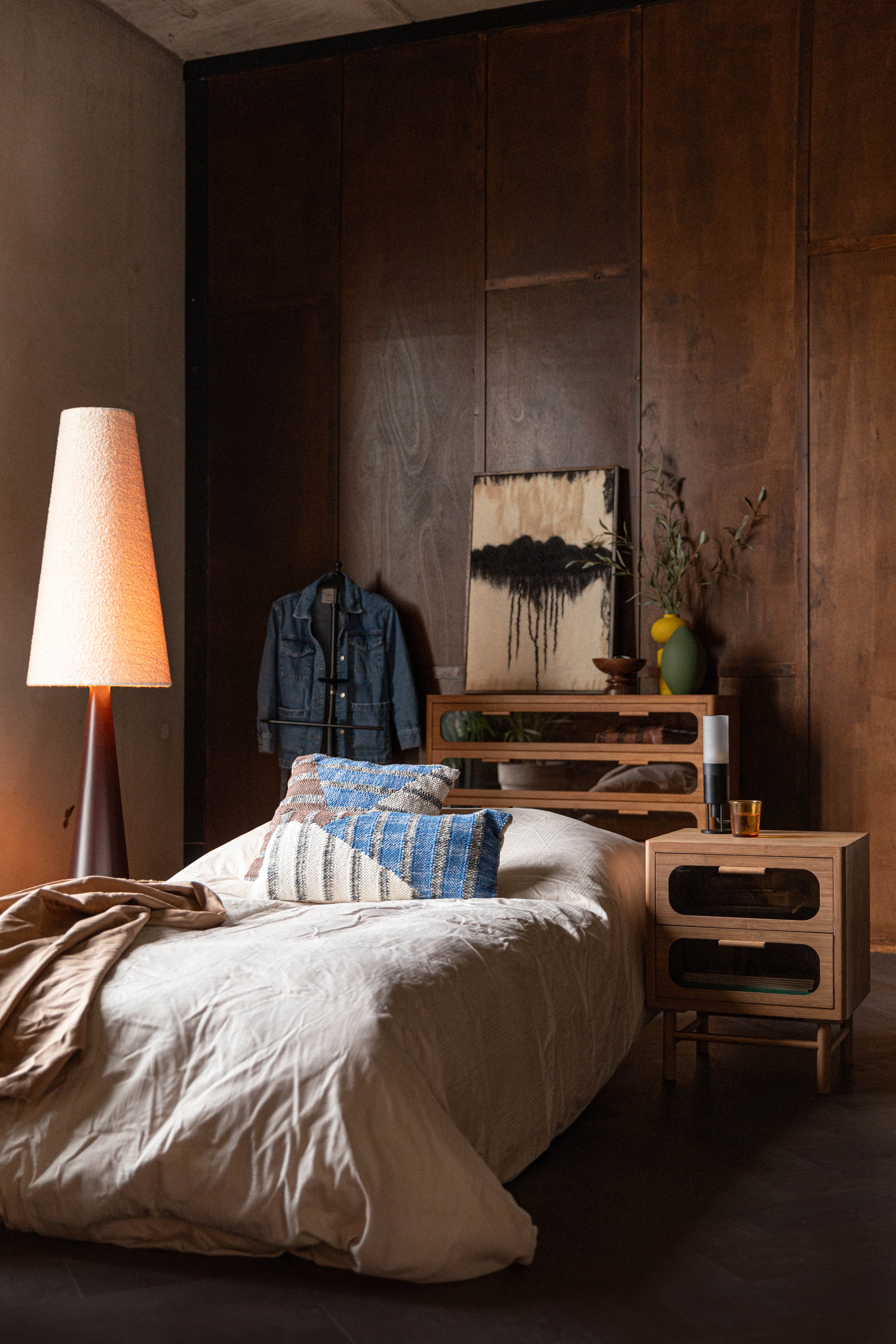 Dutchbone Caroun Natural Bamboo Bedside Table | 2 Drawers